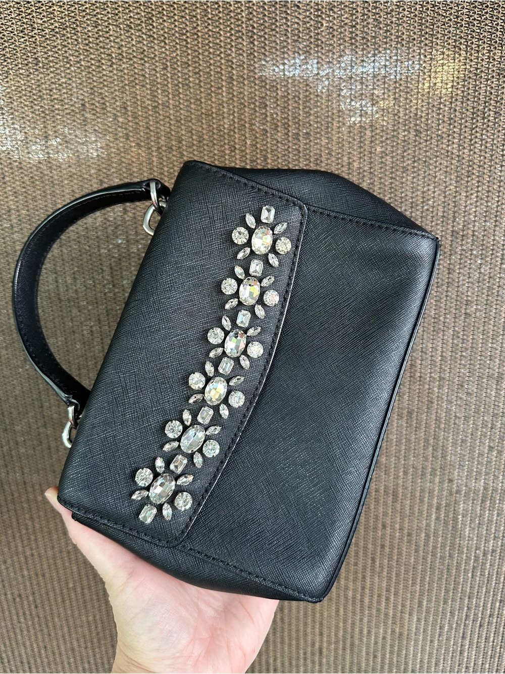 Michael Kors Black Top-Handle Satchel with Crystal Embellishment Small Bag - Picture 2 of 16